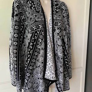 Chico's Black & White Bandana Print Cardigan Sweater-NWT